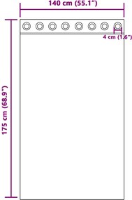 vidaXL Κουρτίνα βυσσινί 2 pcs Λευκό 175 x 140 εκ. Πολυεστέρας