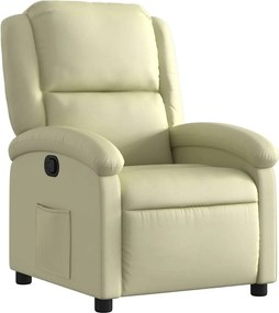 vidaXL Πολυθρόνα Ανακλινόμενη Κρεμ από Γνήσιο Δέρμα