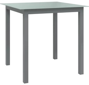 vidaXL Τραπέζι Κήπου Ανοιχτό Γκρι 80x80x74 εκ. από Αλουμίνιο / Γυαλί