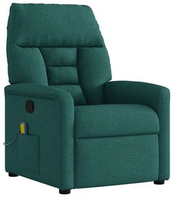 vidaXL Πολυθρόνα Μασάζ Ανακλινόμενη Σκούρο Πράσινο Υφασμάτινη