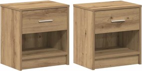 vidaXL Κομοδίνα 2 τεμ. με Συρτάρι Artisan Δρυς 39x28x41 εκ.