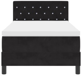 vidaXL κρεβάτι Box Spring με στρώμα και LED μαύρο 100x200 εκ. βελούδο