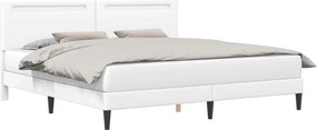 vidaXL Σκελετός Κρεβατιού με κεφαλάρι Λευκό 200 x 200 cm Τεχνητό Δέρμα