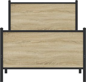 vidaXL Σκελετός Κρεβ. Χωρίς Στρώμα Sonoma Δρυς 90x200 εκ. Μεταλλικό