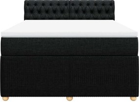 vidaXL Κρεβάτι Boxspring με Στρώμα Μαύρο 140x190 εκ. Υφασμάτινο