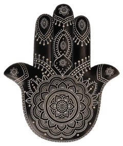 Διακοσμητικό Τοίχου Hamsa 019682 24,5x2,5xH29,5cm Black-White Πολυρεσίνη