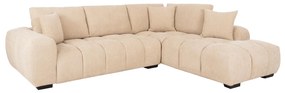 Γωνιακός Καναπές COVEN Δεξιά γωνία σε Εκρού ύφασμα 298x208x85Υεκ. 298x208x85 εκ.