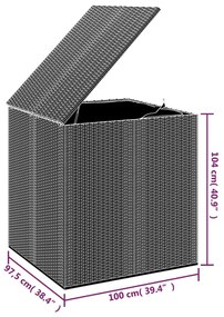 vidaXL Κουτί Μαξιλαριού Κήπου Γκρι 100x97,5x104 εκ. Ρατάν Πολυαιθ.