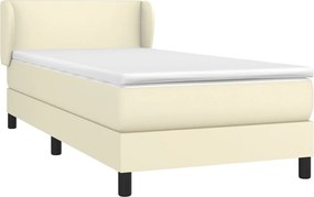 vidaXL Κρεβάτι Boxspring με Στρώμα Κρεμ 90x190 εκ. από Συνθετικό Δέρμα