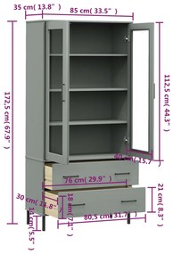 ΒΙΒΛΙΟΘΗΚΗ OSLO ΓΚΡΙ 85X35X172,5 ΕΚ. ΜΑΣΙΦ ΞΥΛΟ ΜΕ ΜΕΤΑΛ. ΠΟΔΙΑ 350992