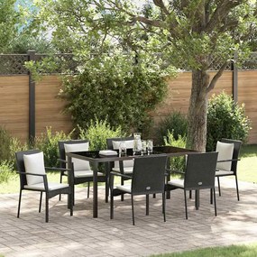 vidaXL Σετ Γευμάτων Κήπου 7 pcs Μαύρο 160 x 80 x 73 εκ PE Ρατάν