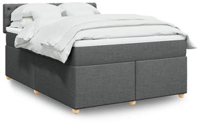 Κρεβάτι Boxspring με Στρώμα Σκούρο Γκρι 140x200 εκ Υφασμάτινο