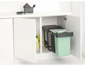 Brabantia Sort&Go κάδος χωριστής συλλογής 1008862, 2x15 l, Εσωτερική τοποθέτηση με τηλεσκοπικό πλαίσιο, Γκρι/πράσινο