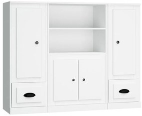 vidaXL Ντουλάπι 3 τεμ. Λευκό από Επεξεργασμένο Ξύλο