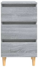 vidaXL Κομοδίνα 2 τεμ. Γκρι Sonoma 40x35x69 εκ. με Μασίφ Ξύλινα Πόδια