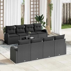 vidaXL Σετ Καναπέ Κήπου 7 pcs Μαύρο 55 x 55 x 37 εκ συνθετικό ρατάν
