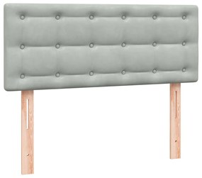 Κρεβάτι Boxspring με Στρώμα Ανοιχτό Γκρι 120x210 εκ. Βελούδινο - Γκρι