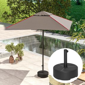 Βάση ομπρέλας από HDPE, γεμιζόμενη βάση ομπρέλας 18kg/20kg με αμμώδες νερό, στρογγυλή μαύρη