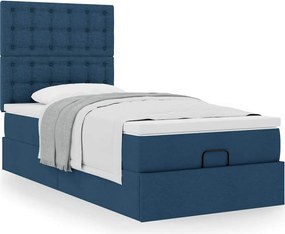 vidaXL Οθωμανικό κρεβάτι με στρώμα μπλε 100x200cm ύφασμα
