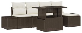 vidaXL Σετ Καναπέ Κήπου με μαξιλάρι 6 pcs Καφέ και κρεμ