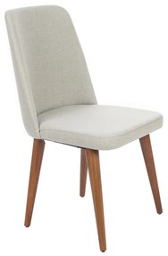 Artekko Milano Καρέκλα με Ξύλινο Καφέ Σκελετό και Ανοιχτό Μπεζ Ύφασμα (48x60x92)cm