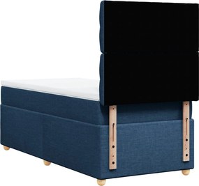 vidaXL Κρεβάτι Boxspring με Στρώμα Μπλε 90x190 εκ.Υφασμάτινο