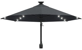 Ομπρέλα Τοίχου με LED Ανθρακί 300 εκ. με Μεταλλικό Ιστό - Ανθρακί