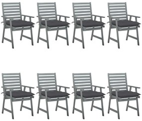 vidaXL Καρέκλες Τραπεζαρίας Εξ. Χώρου 8 τεμ. Ξύλο Ακακίας με Μαξιλάρια