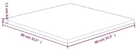 vidaXL Επιφάνεια Τραπεζιού Τετράγωνη Σκ. Καφέ 80x80x1,5 εκ. Ξύλο Δρυς