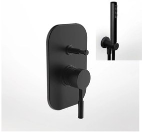 La Torre New Tech Black Matt12050R-400 Μίκτης Εντοιχισμού 2 Εξόδων με Εκτροπέα+Παροχή νερού Στρογγυλή