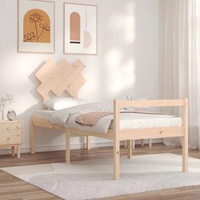 Κρεβάτι Ηλικιωμένου με Κεφαλάρι από Μασίφ Ξύλο Small Single - Καφέ