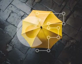 Intra Συλλεκτικό Ξύλινο Παζλ Plywood  4mm - Ανάποδη Κίτρινη Ομπρέλα - Καταφύγιο από τη Βροχή Σε Ξύλινο Κουτί - Διαστάσεις: 10x10 cm – 25 κομμάτια