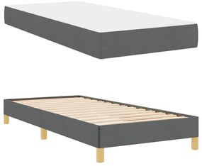 vidaXL Κρεβάτι με ελατήρια Σκούρο γκρι, Καφέ 90 x 200 cm