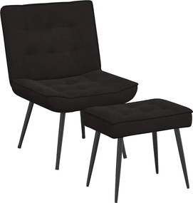 vidaXL Πολυθρόνα Relax Μαύρη Βελούδινη με Σκαμπό