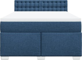 vidaXL Κρεβάτι Boxspring με Στρώμα Μπλε 160x200 εκ. Υφασμάτινο
