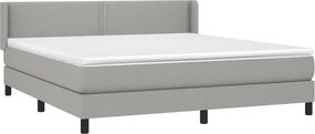 vidaXL Κρεβάτι Boxspring με Στρώμα Ανοιχτό Γκρι 180x200 εκ. Υφασμάτινο