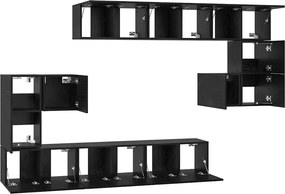 vidaXL Σετ επίπλου τηλεόρασης 10 pcs Μαύρη Οξυά Επεξεργασμένο ξύλο