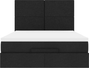 vidaXL Οθωμανικό κρεβάτι με στρώμα Μαύρο 140x190cm Ύφασμα