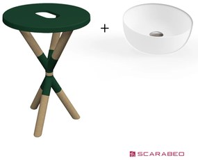 Scarabeo Cross 2501F0-9855 Musk (Πράσινο Ματ) Πάγκος Με Νιπτήρα Glam Λευκό Ø39εκ.