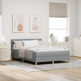 vidaXL LED Κρεβάτι με βάθρο Ανοιχτό γκρι 160 x 200 cm ύφασμα