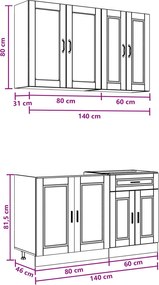 vidaXL Μονάδα κουζίνας PORTO 4 pcs Λευκό Επεξεργασμένο Ξύλο