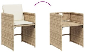 vidaXL Σετ Τραπεζαρίας Κήπου 9 τεμ. Μπεζ Συνθετικό Ρατάν με Μαξιλάρια