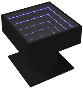 vidaXL Τραπεζάκι Σαλονιού με LED Μαύρο 50x50x45 εκ. Επεξεργασμένο Ξύλο
