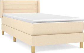 vidaXL Κρεβάτι Boxspring με Στρώμα Κρεμ 90x190 εκ.Υφασμάτινο