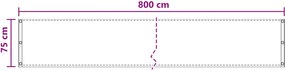 vidaXL Οθόνη Μπαλκονιού Ανθρακί 75 x 800 cm HDPE και Αλουμίνιο