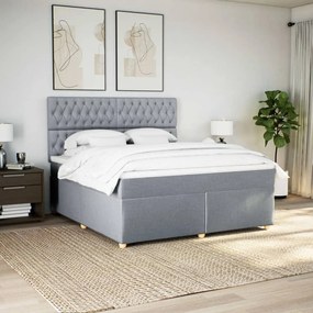 vidaXL Κρεβάτι Boxspring με Στρώμα Ανοιχτό Γκρι 180x200 εκ. Υφασμάτινο