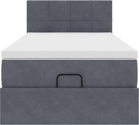 vidaXL Οθωμανικό κρεβάτι με στρώμα &amp; LEDs Σκούρο γκρι 90x190cm Velvet
