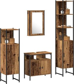 vidaXL Σετ Επίπλων Μπάνιου 4 τμχ. Παλιό Ξύλο 33 x 33 x 185,5 εκ