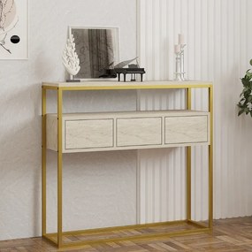 Κονσόλα Guarda Megapap χρώμα μπεζ travertine - χρυσό 100x29x90εκ.-GP052-0129,1