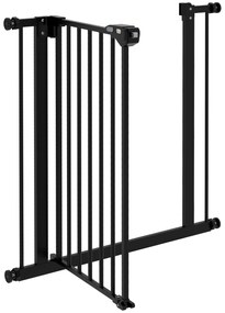 Dog Door Gate Barrier Pet Gate Metal Plastic 74-80cm Μαύρο